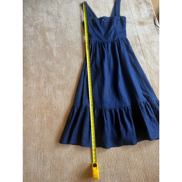 Reformation Rowen Square Neck Smocked Linen Sundress Danube Size 6 - Picture 8 of 9